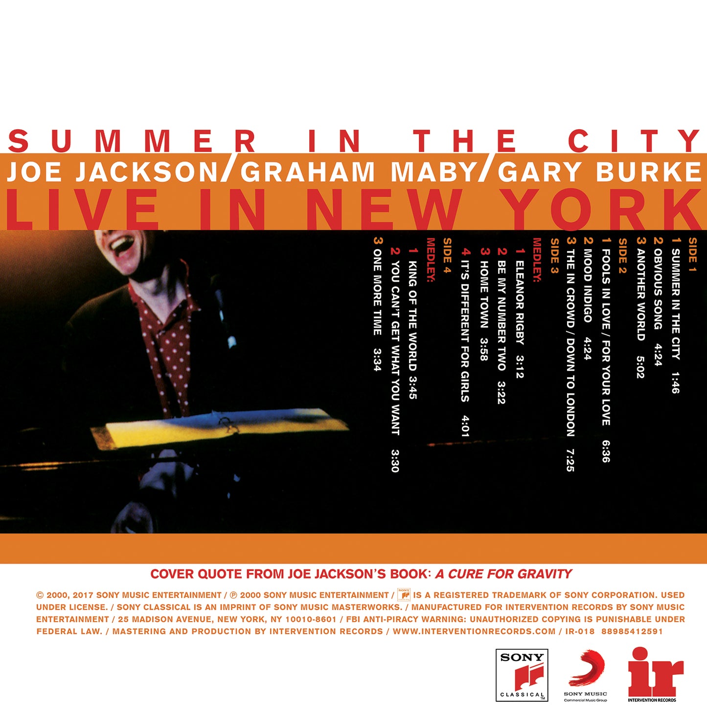 Joe Jackson "Summer In the City" 180G LP (SHIPPING NOW!)
